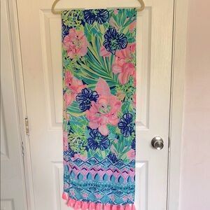 Lilly Floral Tropical Scarf with Tassels